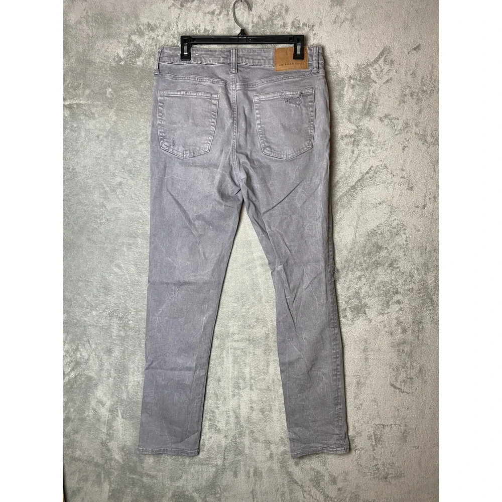 American Eagle Mens 33x32 Airflex+ Distressed Grey Jeans
